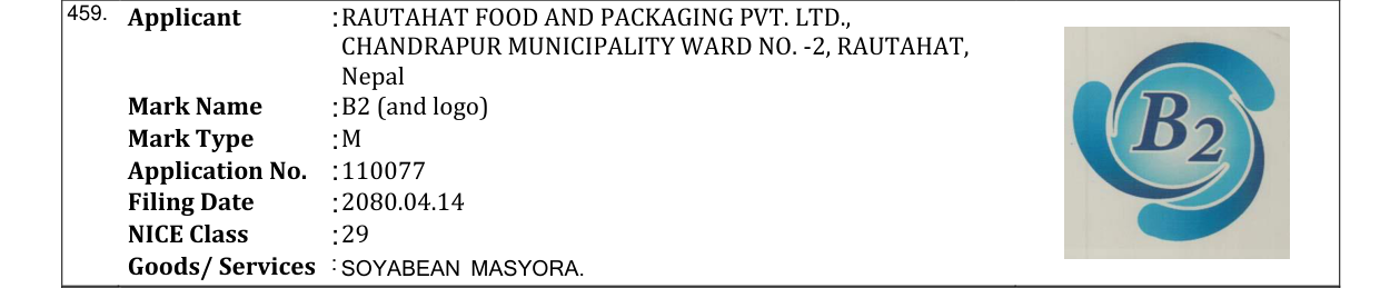 Original bulletin entry for B2 (and logo)