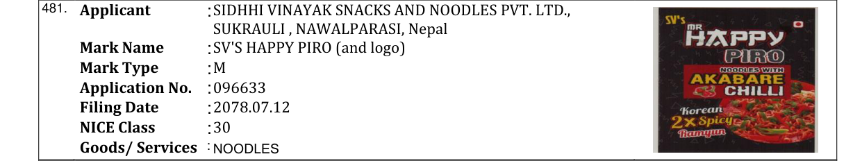Original bulletin entry for SV'S HAPPY PIRO (and logo)