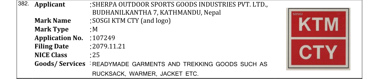 Original bulletin entry for SOSGI KTM CTY (and logo)