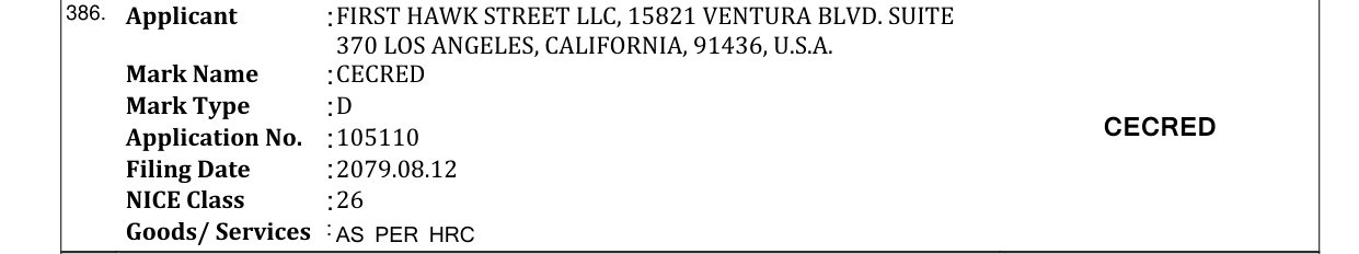Original bulletin entry for CECRED