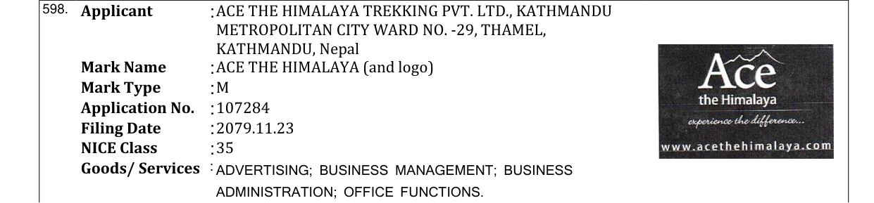 Original bulletin entry for ACE THE HIMALAYA (and logo)