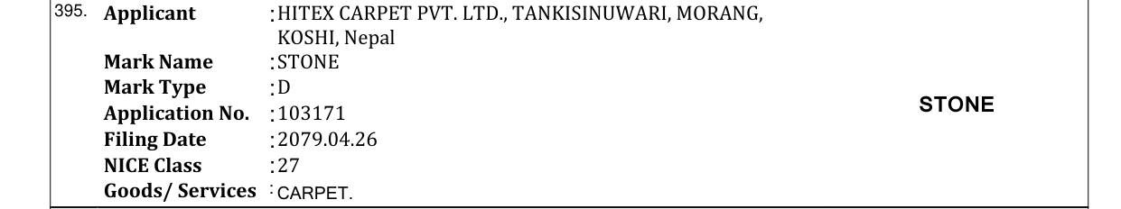 Original bulletin entry for STONE
