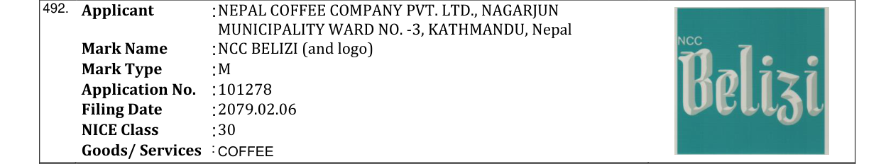 Original bulletin entry for NCC BELIZI (and logo)