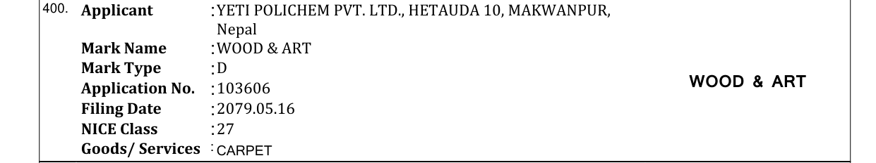 Original bulletin entry for WOOD & ART