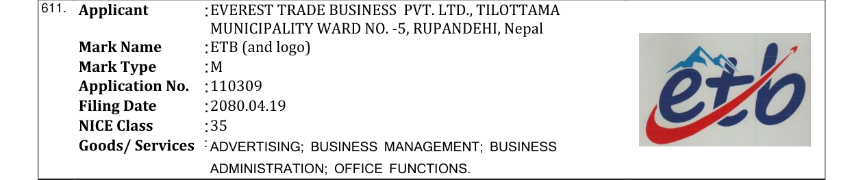 Original bulletin entry for ETB (and logo)