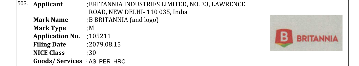 Original bulletin entry for B BRITANNIA (and logo)