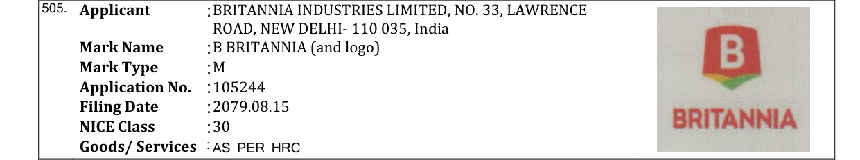 Original bulletin entry for B BRITANNIA (and logo)
