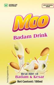 MOO HEALTHY BADAM DRINK (and logo) trademark logo