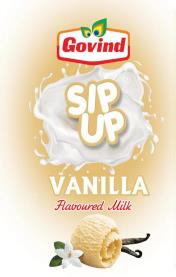 GOVIND SIP UP VANILLA FLAVOURED MILK (and logo) trademark logo