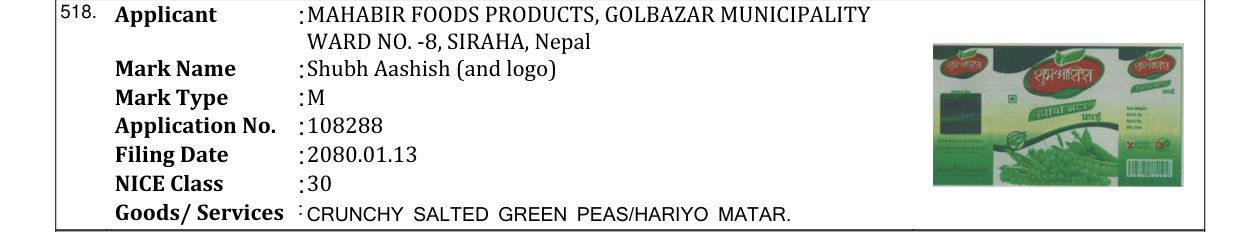 Original bulletin entry for Shubh Aashish (and logo)