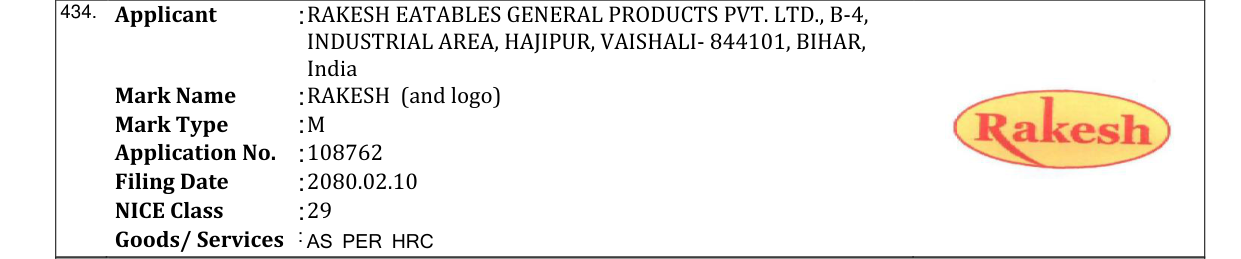 Original bulletin entry for RAKESH (and logo)