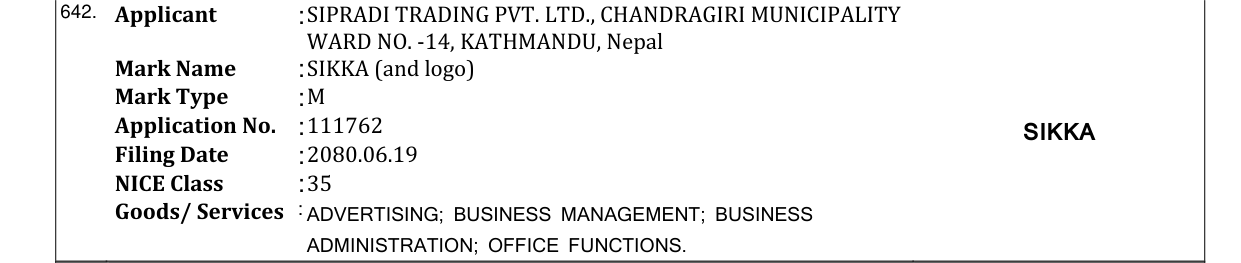 Original bulletin entry for SIKKA (and logo)