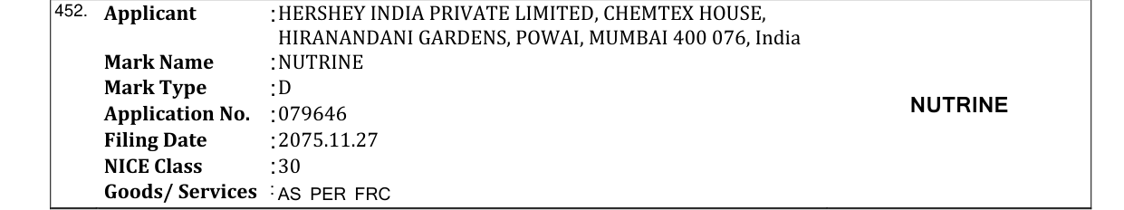 Original bulletin entry for NUTRINE