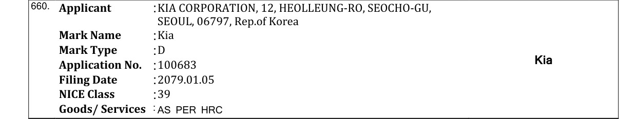 Original bulletin entry for Kia