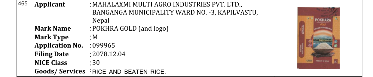 Original bulletin entry for POKHRA GOLD (and logo)