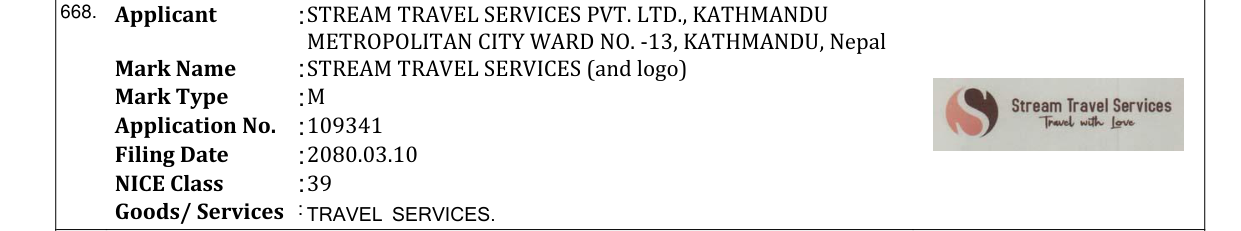 Original bulletin entry for STREAM TRAVEL SERVICES (and logo)