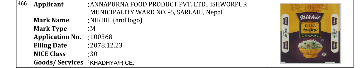 Original bulletin entry for NIKHIL (and logo)