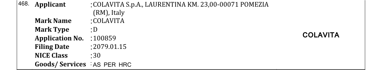 Original bulletin entry for COLAVITA