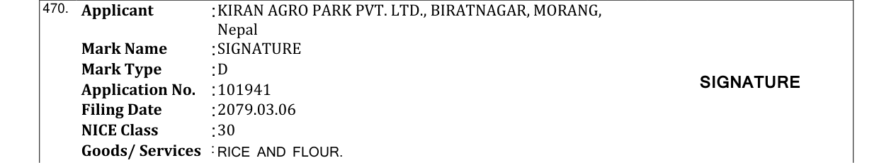 Original bulletin entry for SIGNATURE