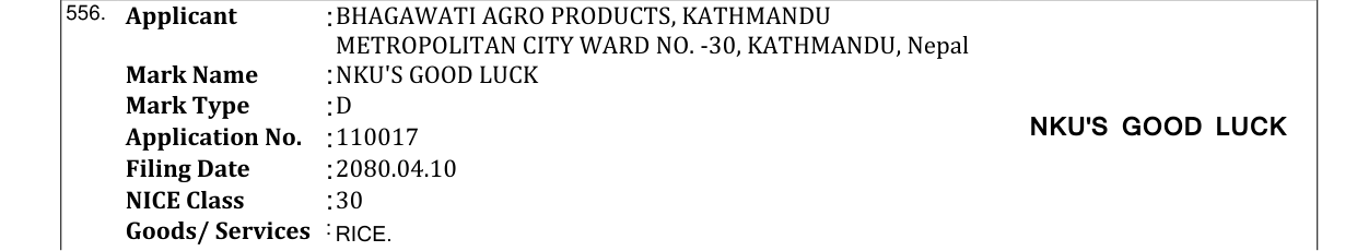 Original bulletin entry for NKU'S GOOD LUCK
