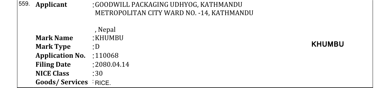Original bulletin entry for KHUMBU