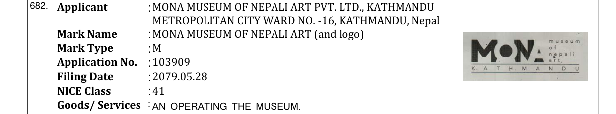 Original bulletin entry for MONA MUSEUM OF NEPALI ART (and logo)