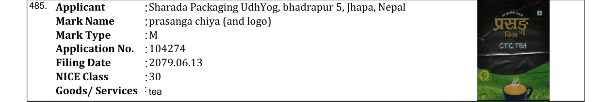 Original bulletin entry for prasanga chiya (and logo)