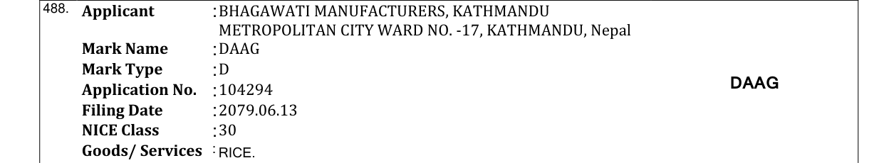 Original bulletin entry for DAAG