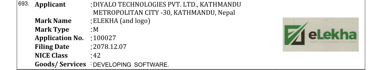 Original bulletin entry for ELEKHA (and logo)