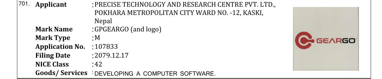 Original bulletin entry for GPGEARGO (and logo)