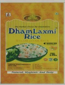 DHAM LAXMI RICE (and logo) trademark logo