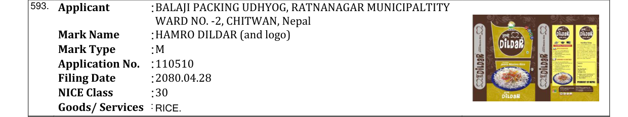 Original bulletin entry for HAMRO DILDAR (and logo)