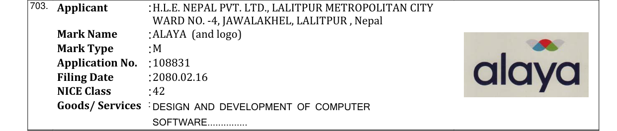 Original bulletin entry for ALAYA (and logo)