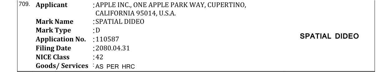 Original bulletin entry for SPATIAL DIDEO