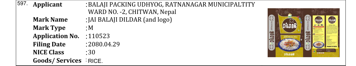 Original bulletin entry for JAI BALAJI DILDAR (and logo)