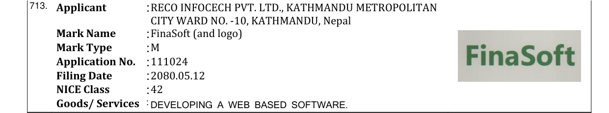 Original bulletin entry for FinaSoft (and logo)