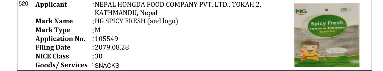 Original bulletin entry for HG SPICY FRESH (and logo)