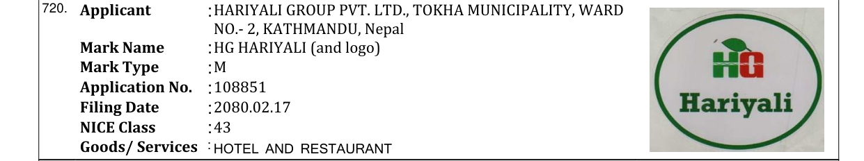 Original bulletin entry for HG HARIYALI (and logo)