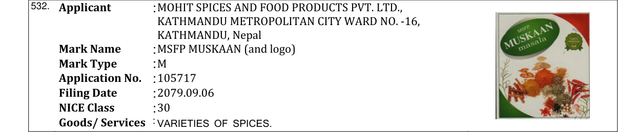 Original bulletin entry for MSFP MUSKAAN (and logo)