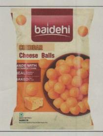 BAIDEHI CHEDDAR CHEESE BALLS (and logo) trademark logo