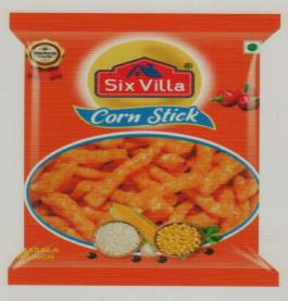 SIX VILLA CORN STICK AKABARE (and logo) trademark logo