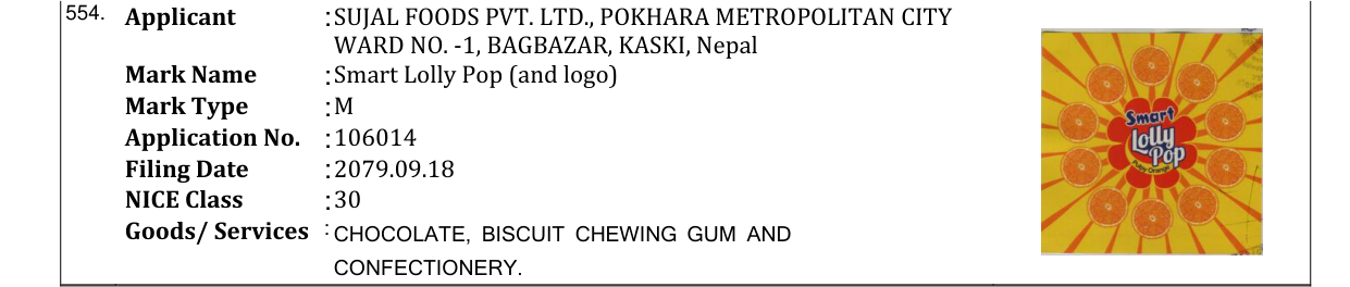 Original bulletin entry for Smart Lolly Pop (and logo)