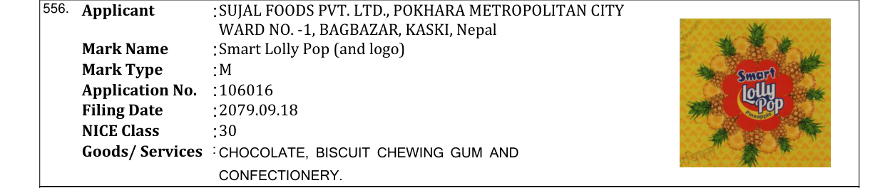 Original bulletin entry for Smart Lolly Pop (and logo)