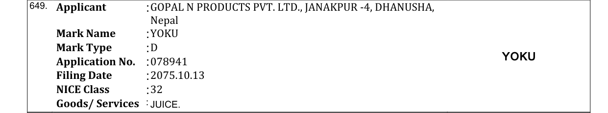 Original bulletin entry for YOKU
