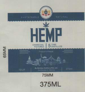 HEMP (375 ml) Charcoal Filtered 5times Distilled (and logo) trademark logo