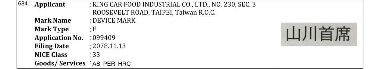 Original bulletin entry for DEVICE MARK