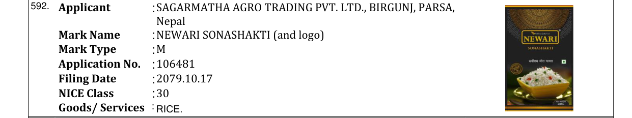 Original bulletin entry for NEWARI SONASHAKTI (and logo)