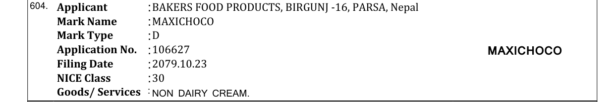Original bulletin entry for MAXICHOCO