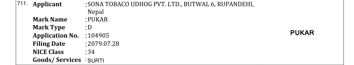 Original bulletin entry for PUKAR