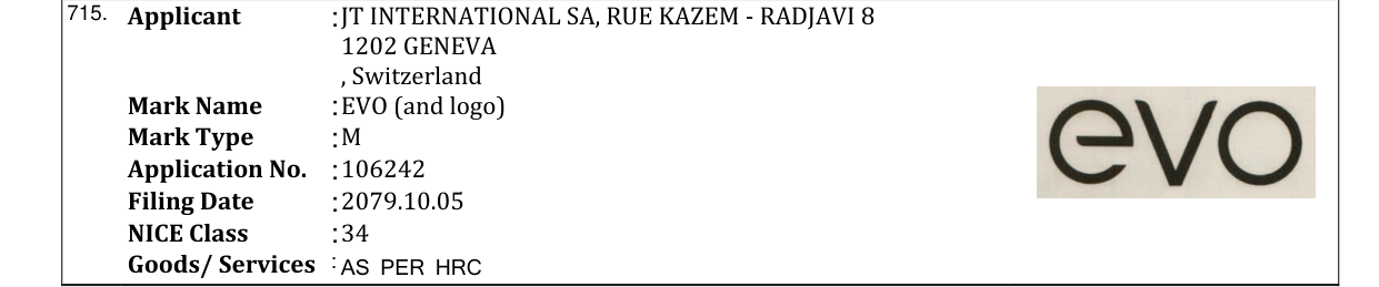 Original bulletin entry for EVO (and logo)